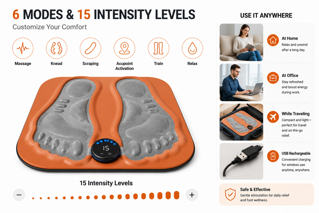Shiatsu foot massager with deep kneading nodes for tired feet