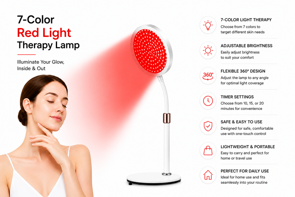 Elarion 7-Color Red Light Therapy Lamp — Face & Neck Skin Rejuvenation