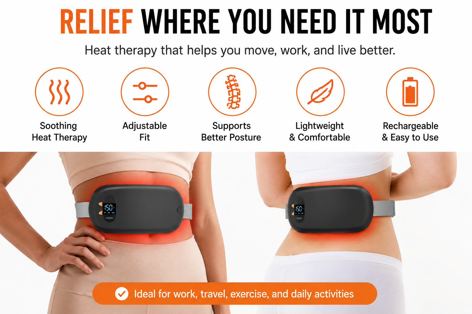 Elarion Cordless Menstrual Relief Heating Belt — Targeted Cramp Therapy