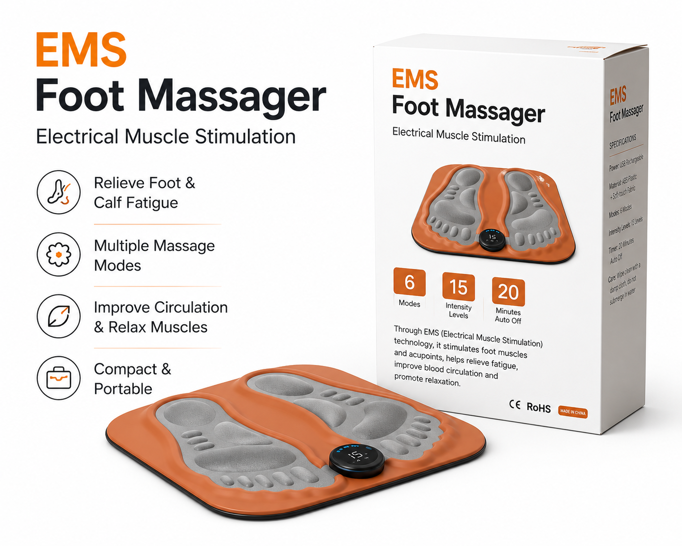 Elarion Deep Kneading Foot Massager — Shiatsu Relief for Tired Feet