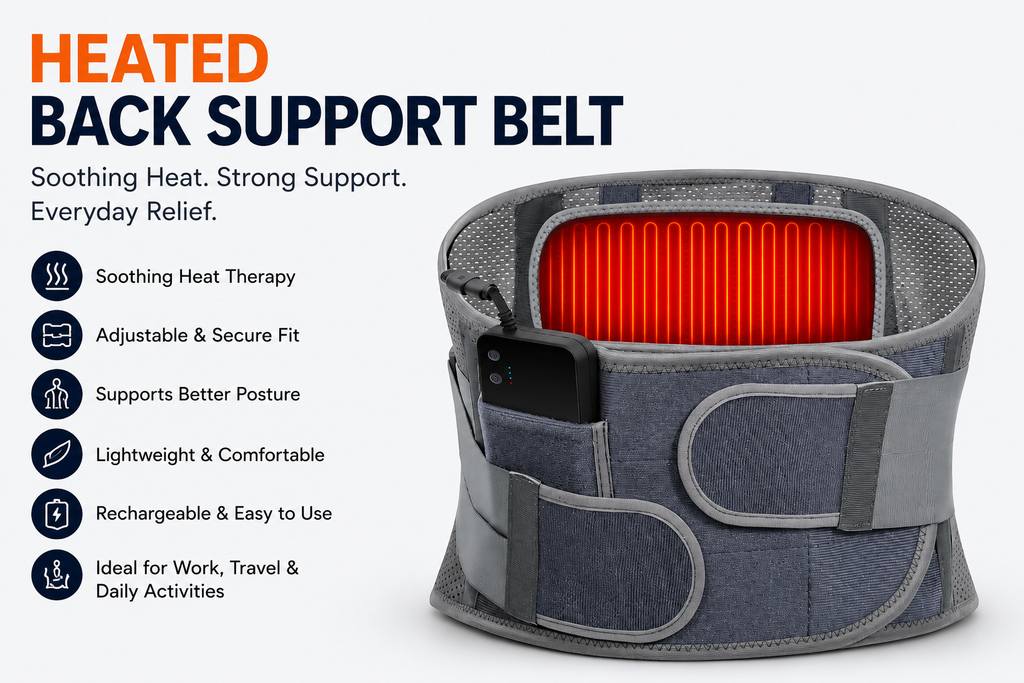 Elarion ThermaRelief Heated Back Support Belt — Posture & Pain Relief