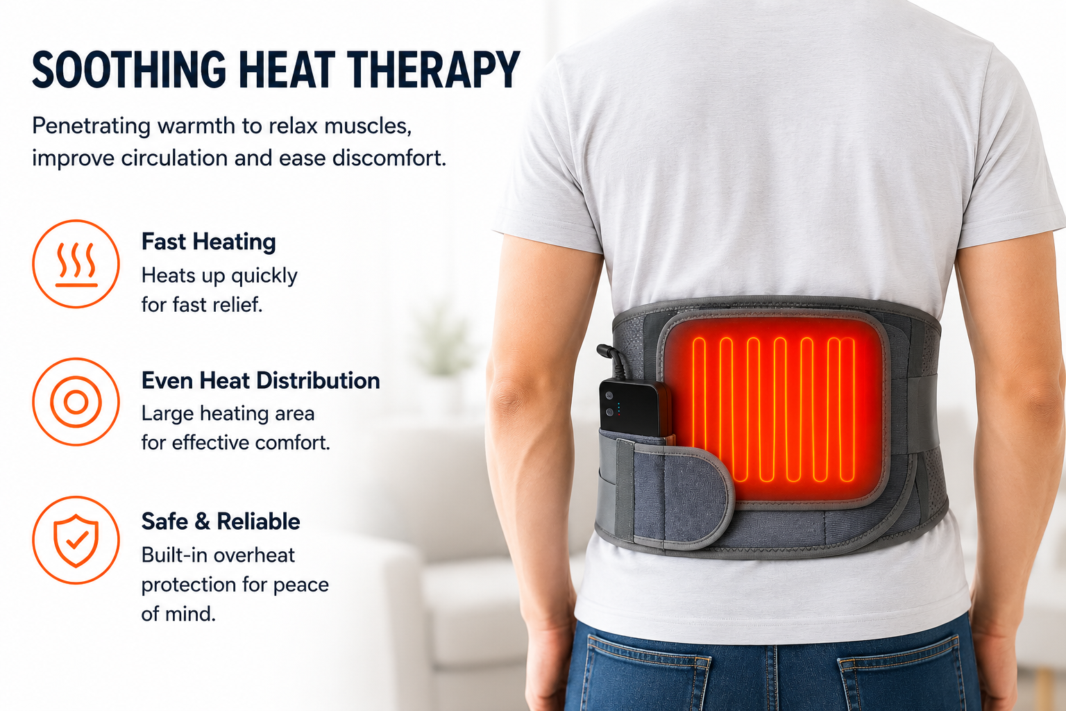 Elarion ThermaRelief Heated Back Support Belt — Posture & Pain Relief
