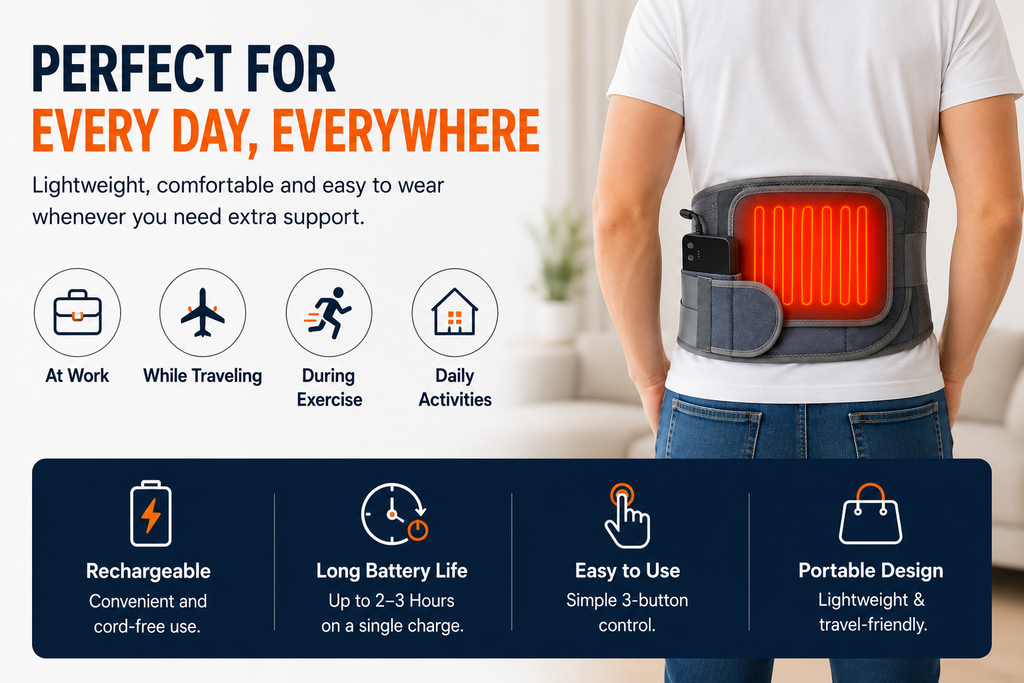 Elarion ThermaRelief Heated Back Support Belt — Posture & Pain Relief
