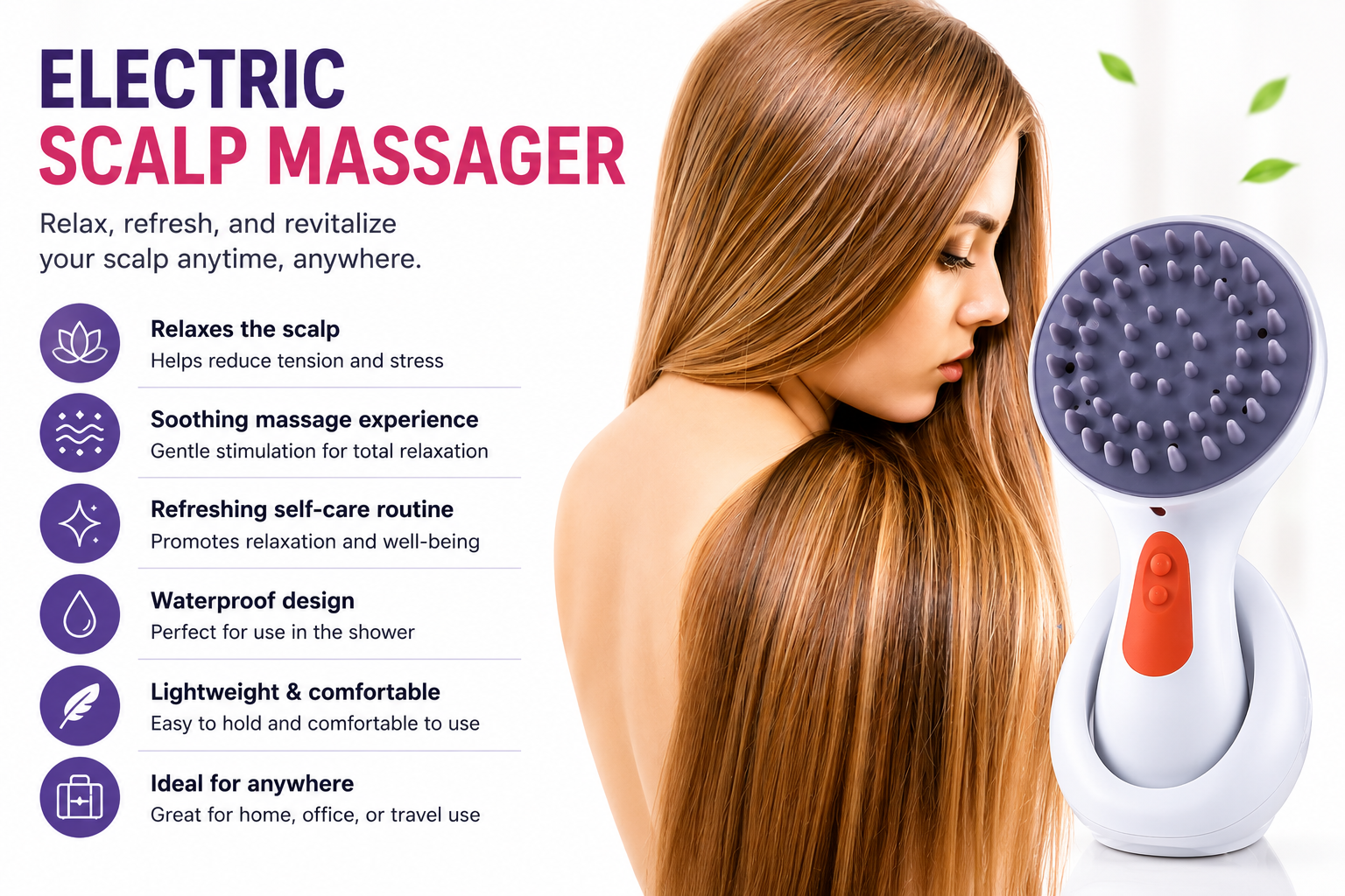 Elarion Electric Scalp Massager — Waterproof Hair & Head Care
