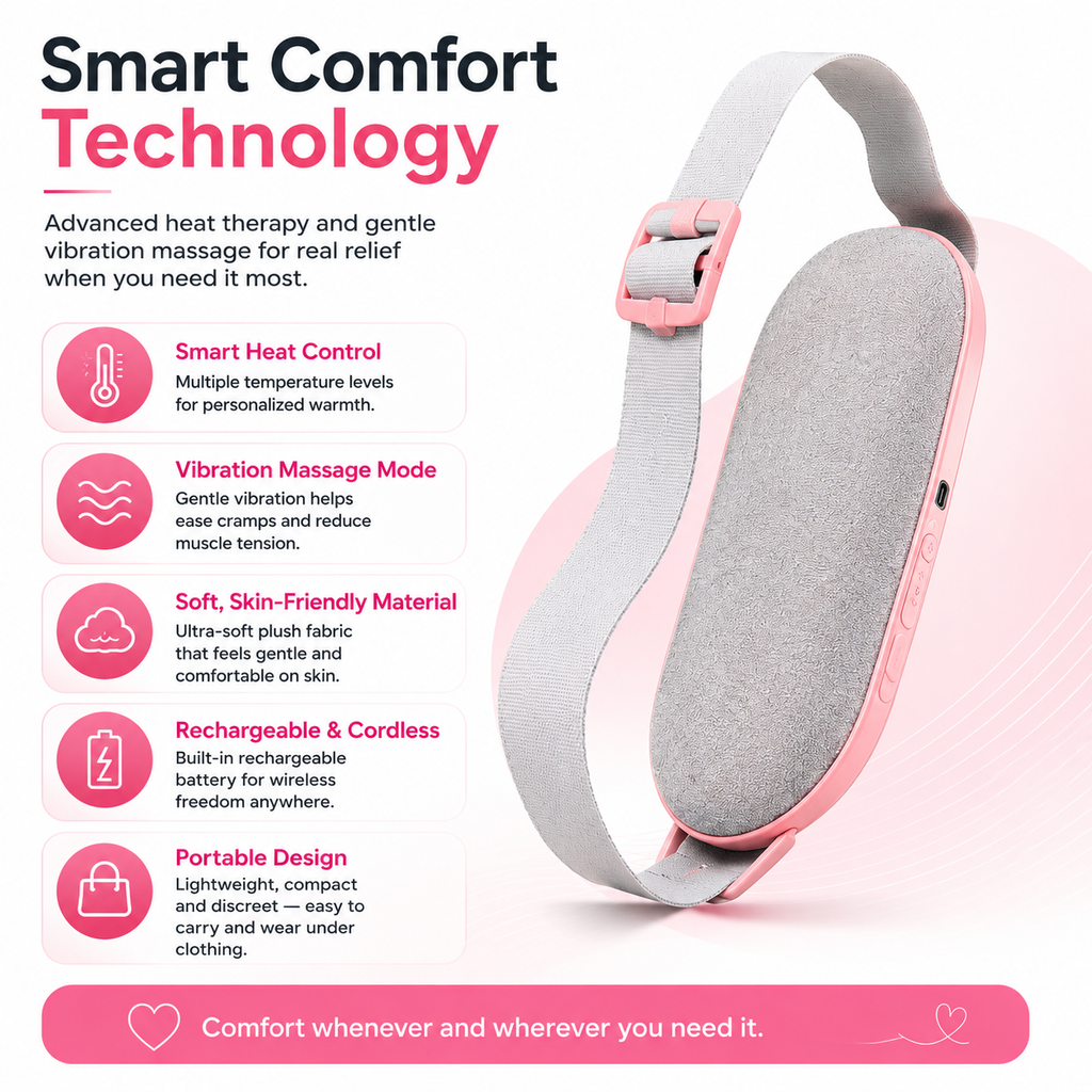 Elarion Menstrual Heating Pad — Smart Heat & Vibration Relief