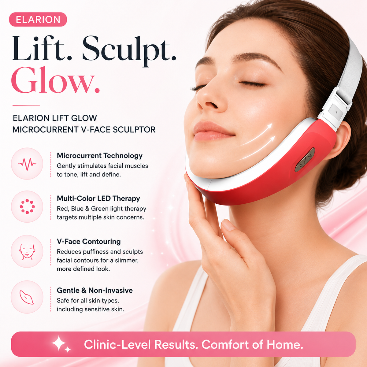 Elarion LiftPro 7-in-1 Microcurrent Facial Device — Anti-Aging Face Sculptor & Skin Toning