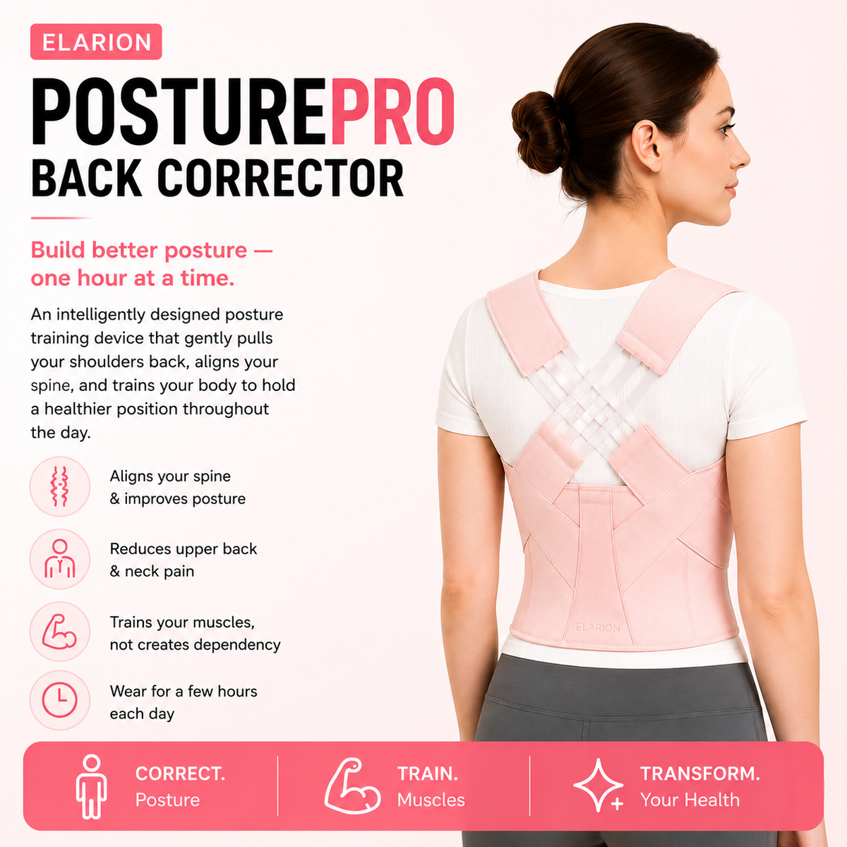 Elarion AlignSmart Posture Corrector — Adjustable Back Brace for Neck Pain, Slouch & Spinal Support