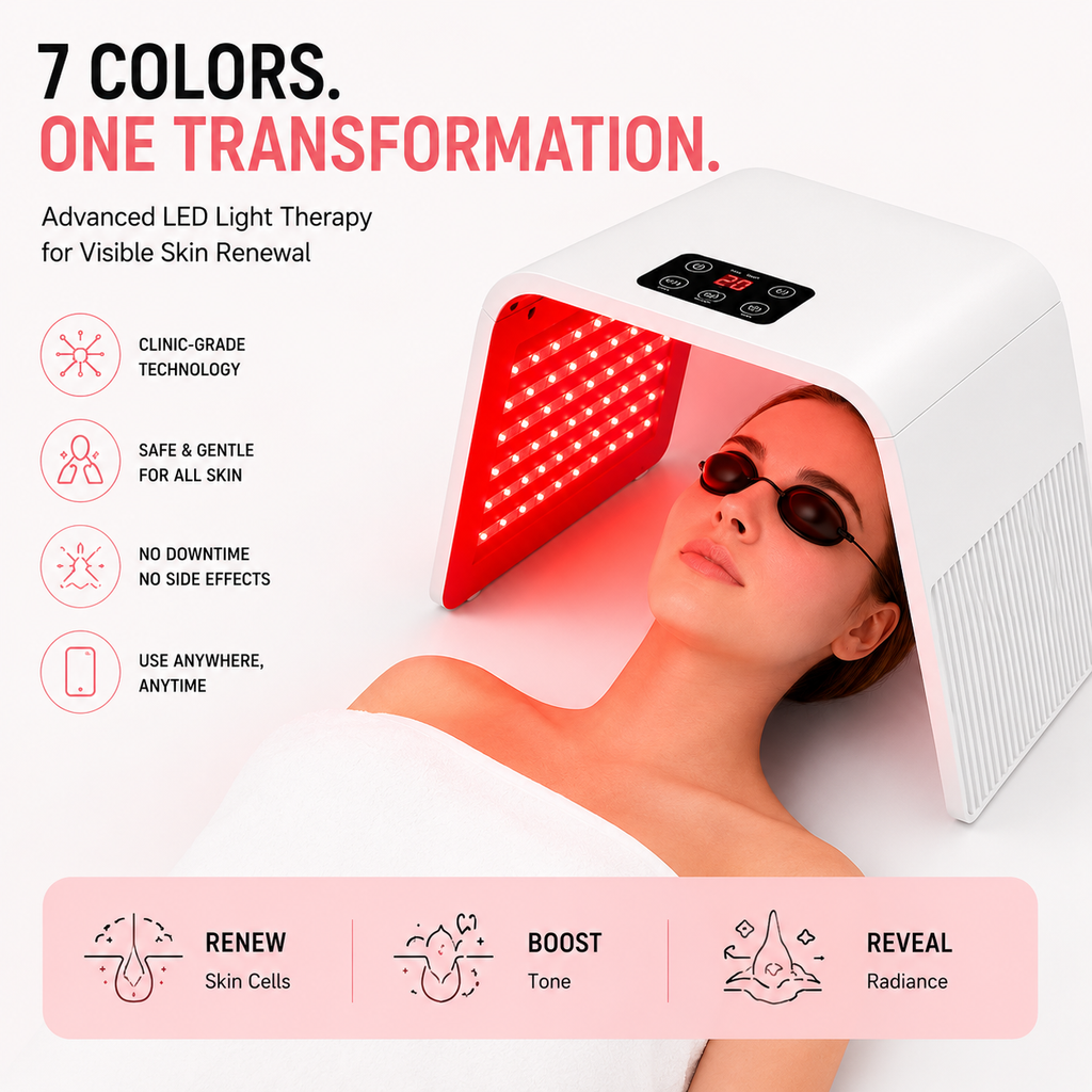 Elarion 7-Color LED Light Therapy Facial Device — At-Home Skin Renewal Wand