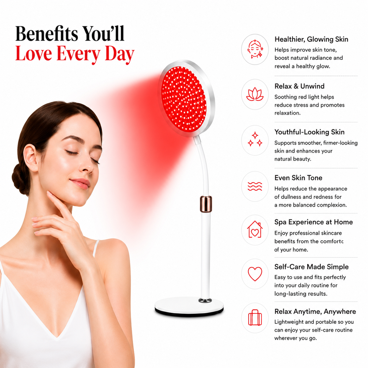 Elarion 7-Color Red Light Therapy Lamp — Face & Neck Skin Rejuvenation