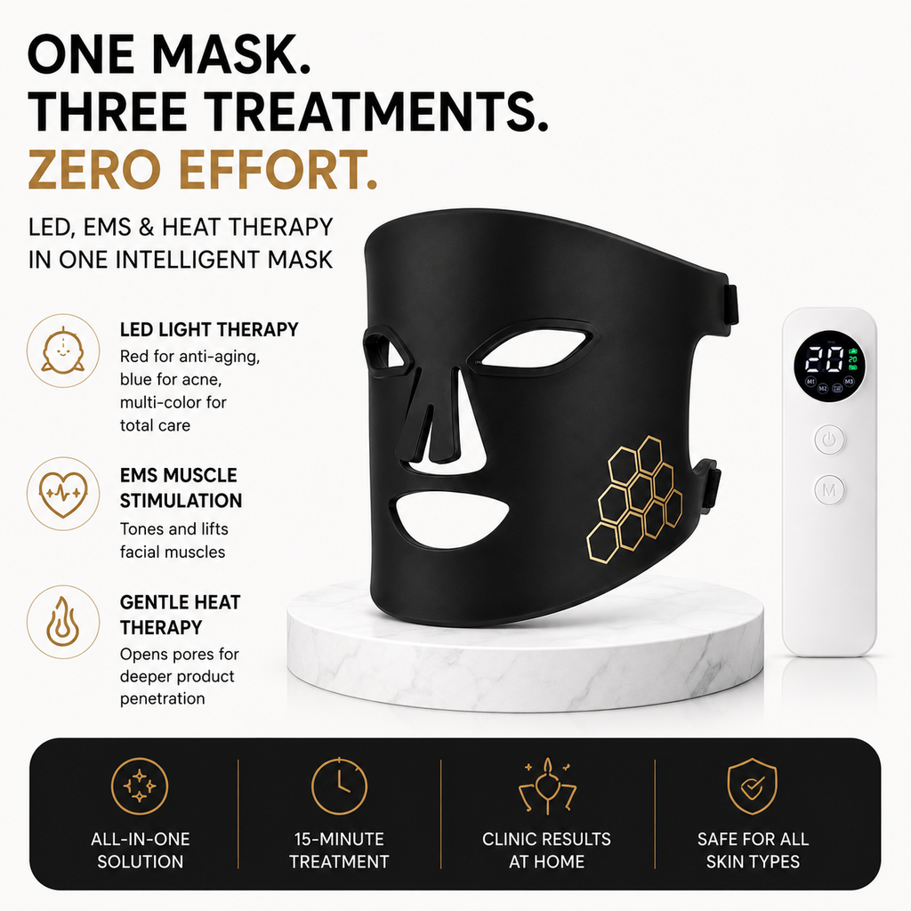Elarion Multi-Technology Beauty Face Mask — LED, EMS & Heat Therapy