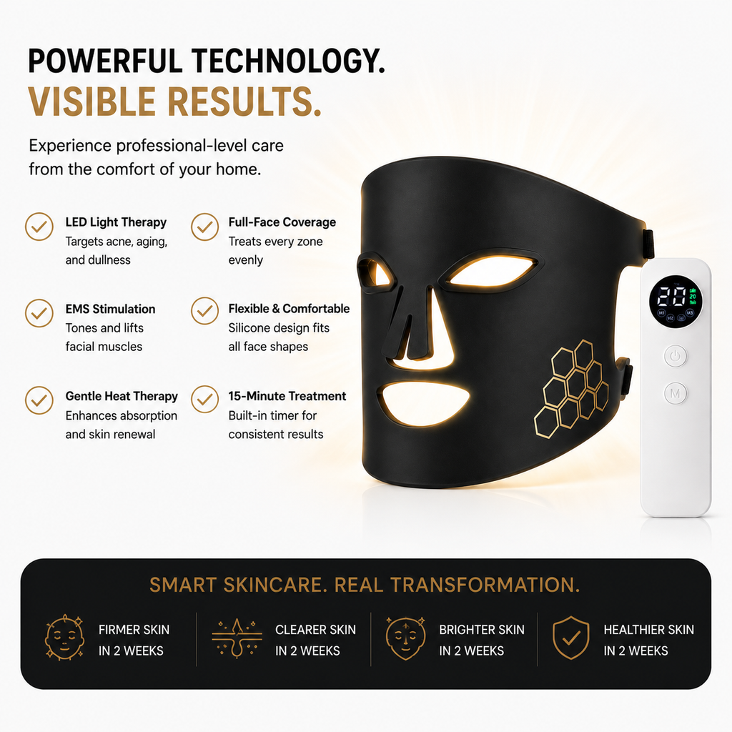 Elarion Multi-Technology Beauty Face Mask — LED, EMS & Heat Therapy