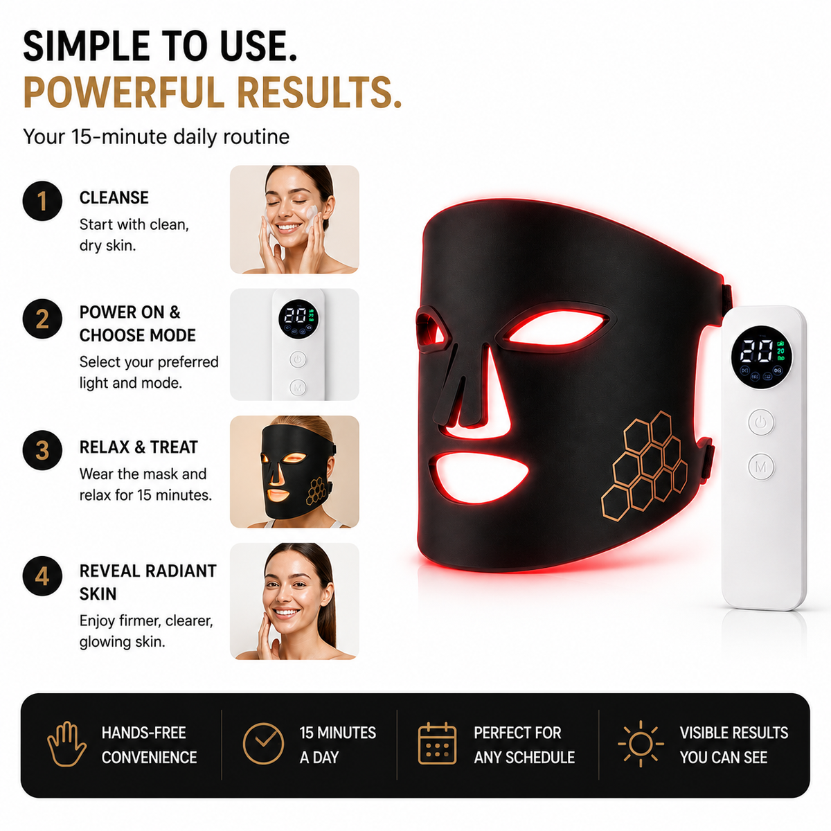 Elarion Multi-Technology Beauty Face Mask — LED, EMS & Heat Therapy