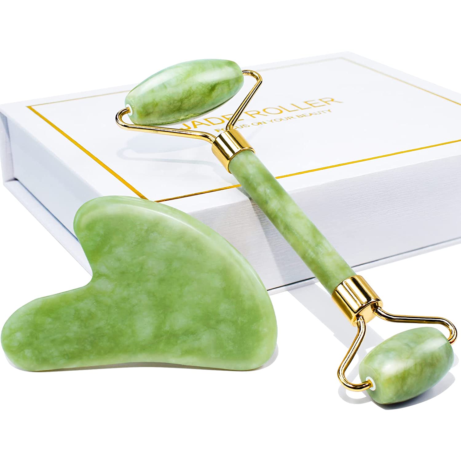 Elarion SculptGlow Jade Roller & Gua Sha Set — Face Sculpting & Lymphatic Drainage